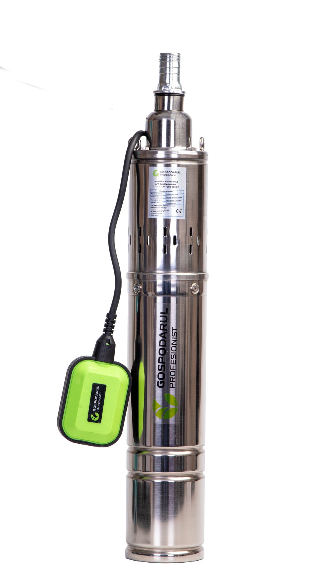 Pompa submersibila apa curata Gospodarul Profesionist, 1100W, cu snec si flotor 4QGD-1100-F + presostat Total, 2, atomico.ro