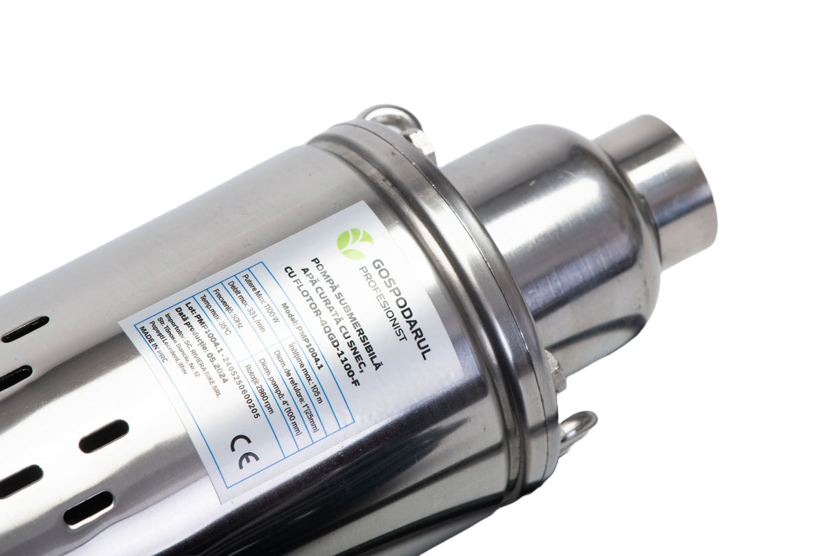 Pompa submersibila apa curata Gospodarul Profesionist, 1100W, cu snec si flotor 4QGD-1100-F + Presostat, 6, atomico.ro