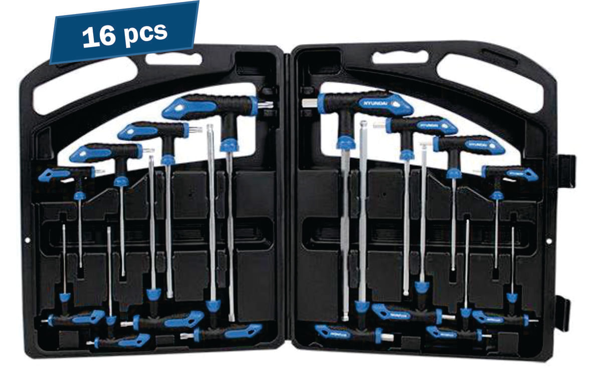 Set 16 chei HEX plus TORX cu maner T HYUNDAI HY-59551, 1, atomico.ro