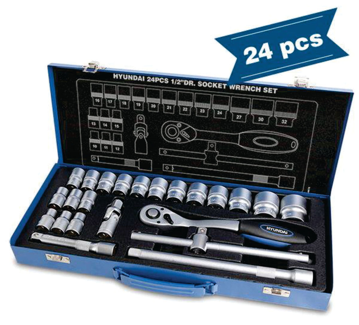 Set 24 chei tubulare 1/2 HYUNDAI HY-59672, 1, atomico.ro