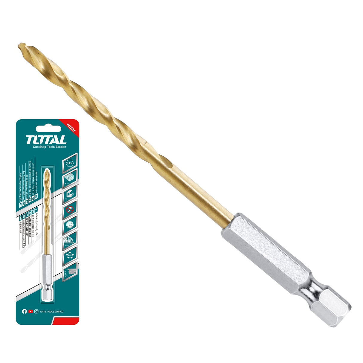 Burghiu cu cap BIT Total cu prindere hexagonala HSS 3mm, 1, atomico.ro