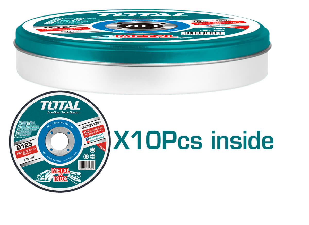 Set 10 discuri abrazive taiere metale Total - 125x1.2mm, 1, atomico.ro