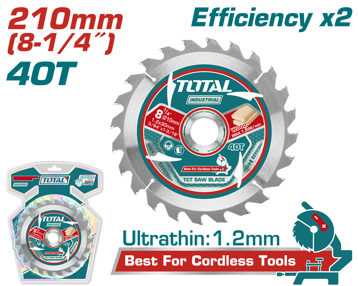 Panza fierastrau TCT pentru lemn TOTAL – 210 mm, 2, atomico.ro