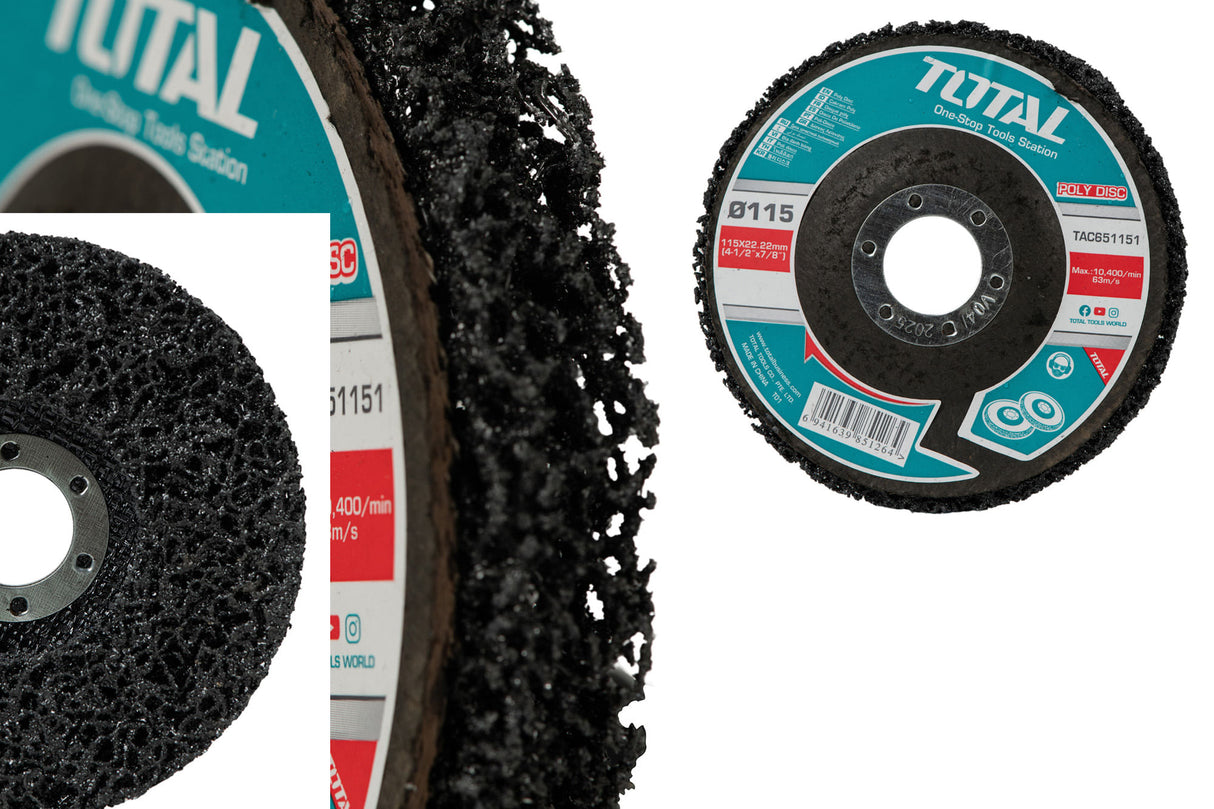 Disc abraziv Total pentru curatat rugina si vopsea, 115mm x 22mm, 1, atomico.ro