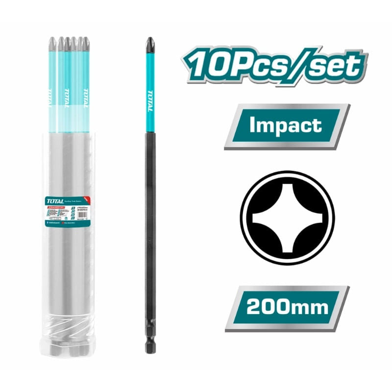 Set 10 biti de impact TOTAL PH2x200mm, 1, atomico.ro