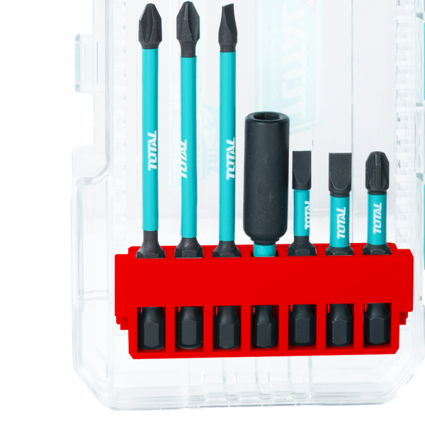 Set biti impact TOTAL 31 piese, 25/50/89 mm, piulite magnetice, suport inclus, 4, atomico.ro