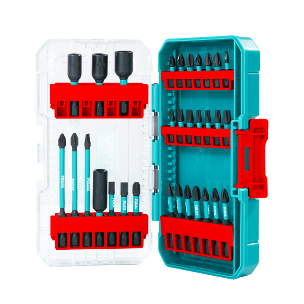 Set biti impact TOTAL 31 piese, 25/50/89 mm, piulite magnetice, suport inclus, 1, atomico.ro