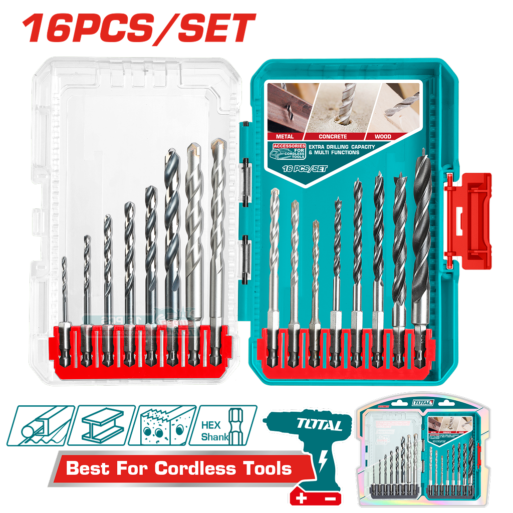 Set burghie TOTAL pentru metal/beton/lemn 16 buc, 1, atomico.ro
