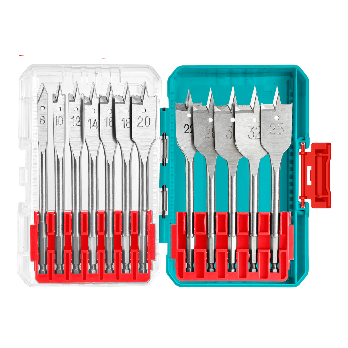 Set 12 buc. burghie plate pentru lemn TOTAL, 8–32 mm, tija hex 1/4", 1, atomico.ro