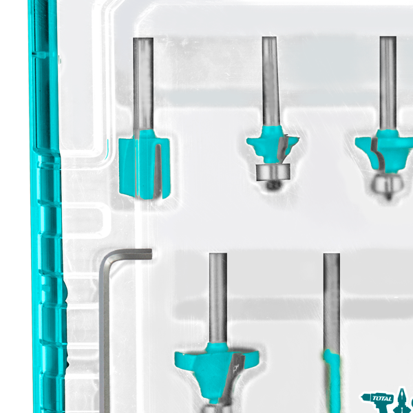 Set freze pentru lemn TOTAL 24 piese, coada 8 mm, pentru freza electrica, 3, atomico.ro