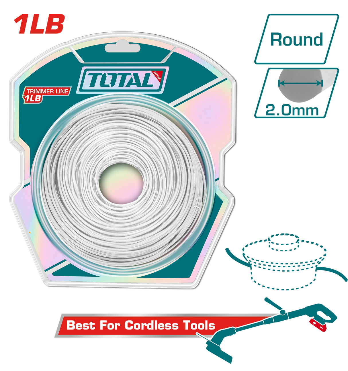 Fir taietor rotund TOTAL 2.0 mm, 120 m, pentru motocoasa si trimmer, 1, atomico.ro