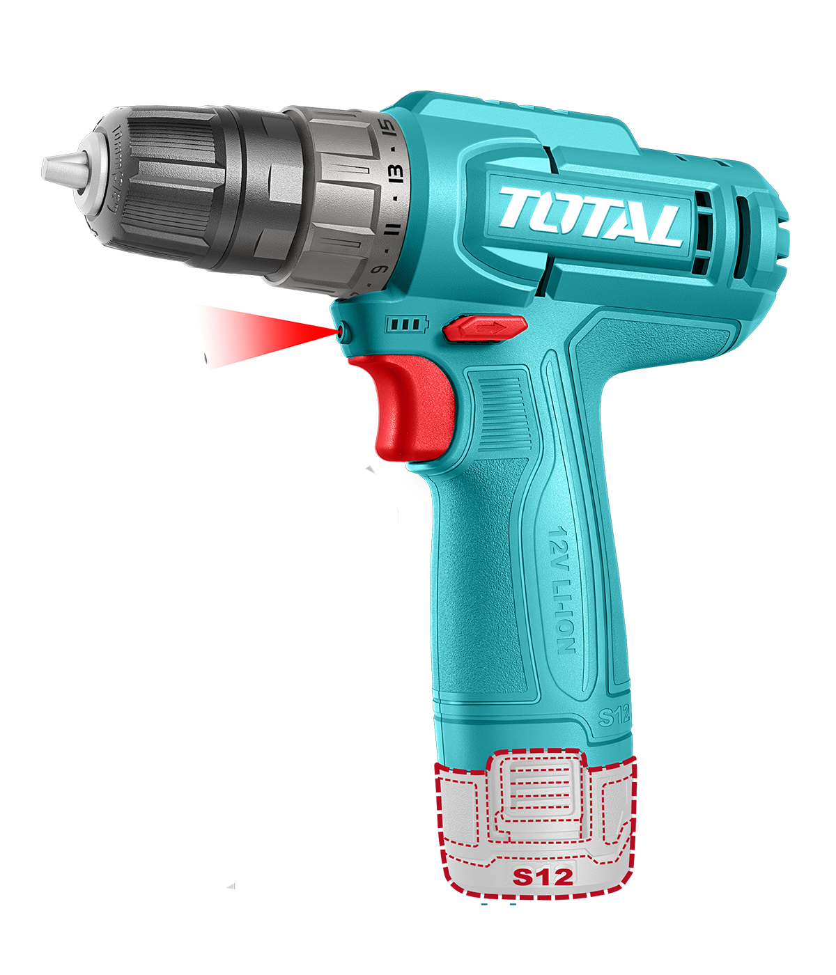 Masina de gaurit TOTAL cu Acumulator 12V – 1.5Ah, LED, Mandrina 10 mm, Li-Ion, 1, atomico.ro
