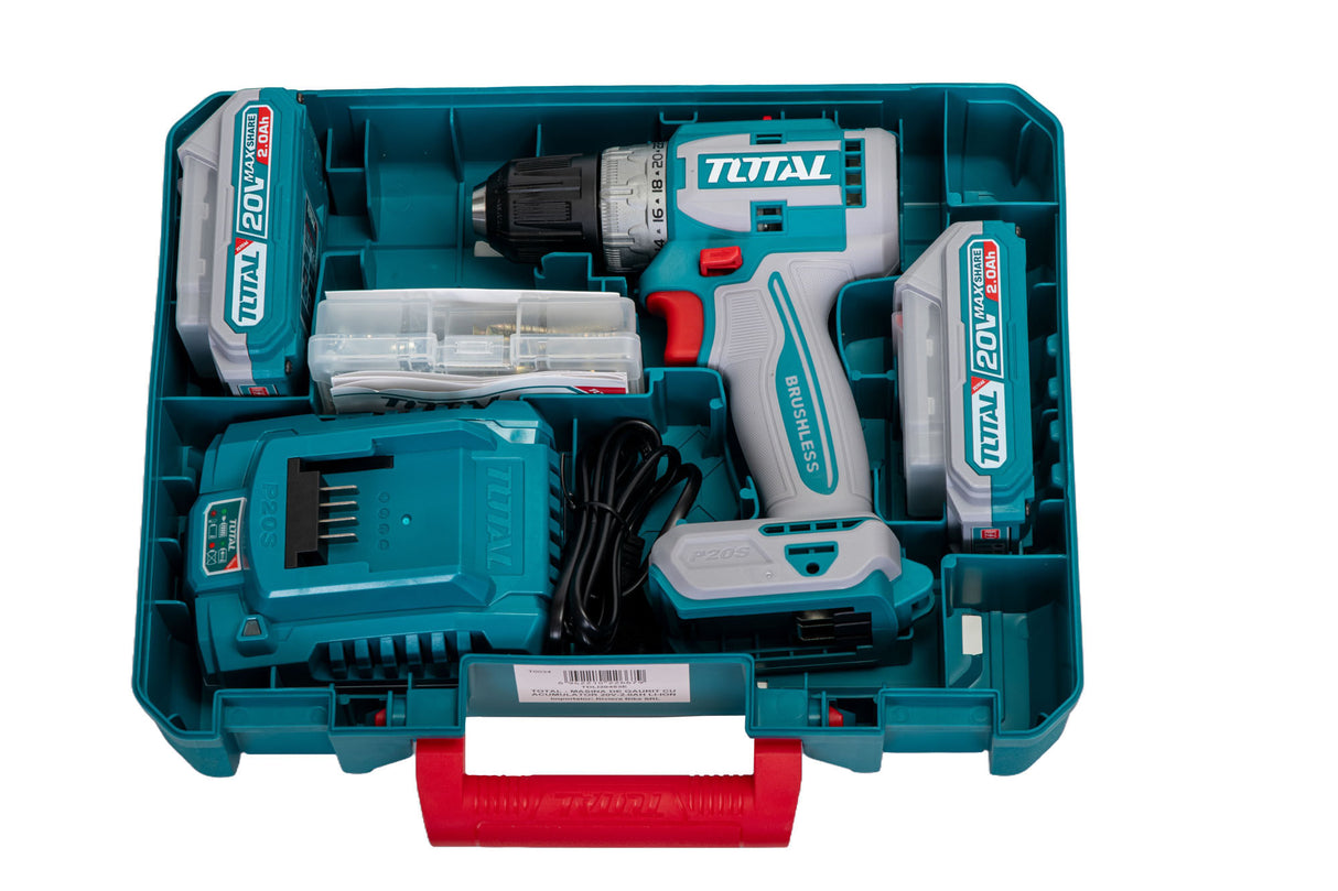 Masina de gaurit TOTAL cu acumulator 20V-2.0AH LI-ION 2 ACUMULATORI, 1 INCARCATOR INDUSTRIAL, 4, atomico.ro