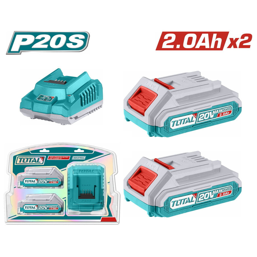 Pachet 2 baterii si incarcator TOTAL 20V 2.0 Ah, 4, atomico.ro