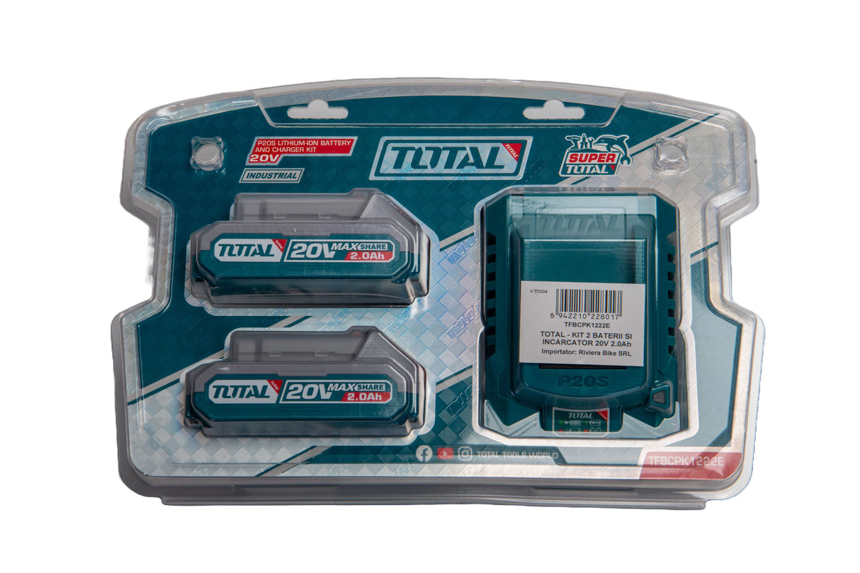 Pachet 2 baterii si incarcator TOTAL 20V 2.0 Ah, 3, atomico.ro