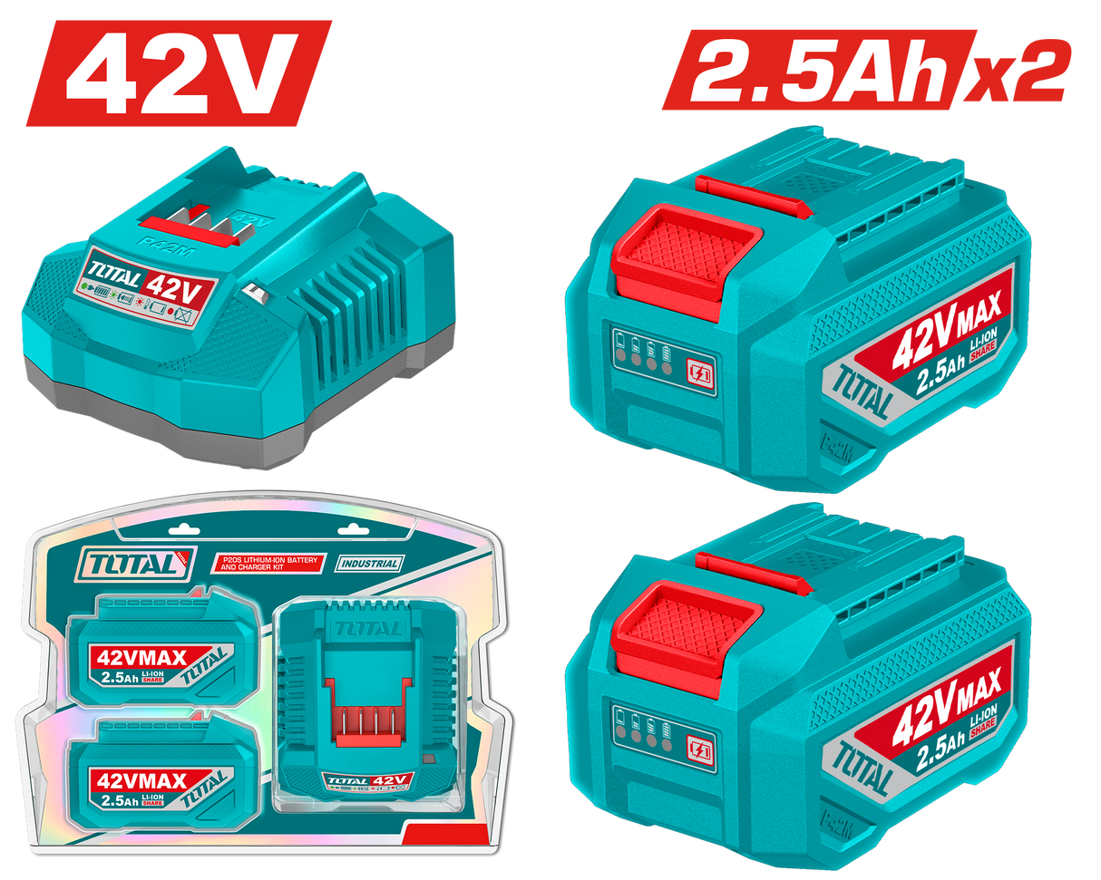Set TOTAL 2 acumulatori 42V 2.5Ah si incarcator, Li-Ion, 1, atomico.ro