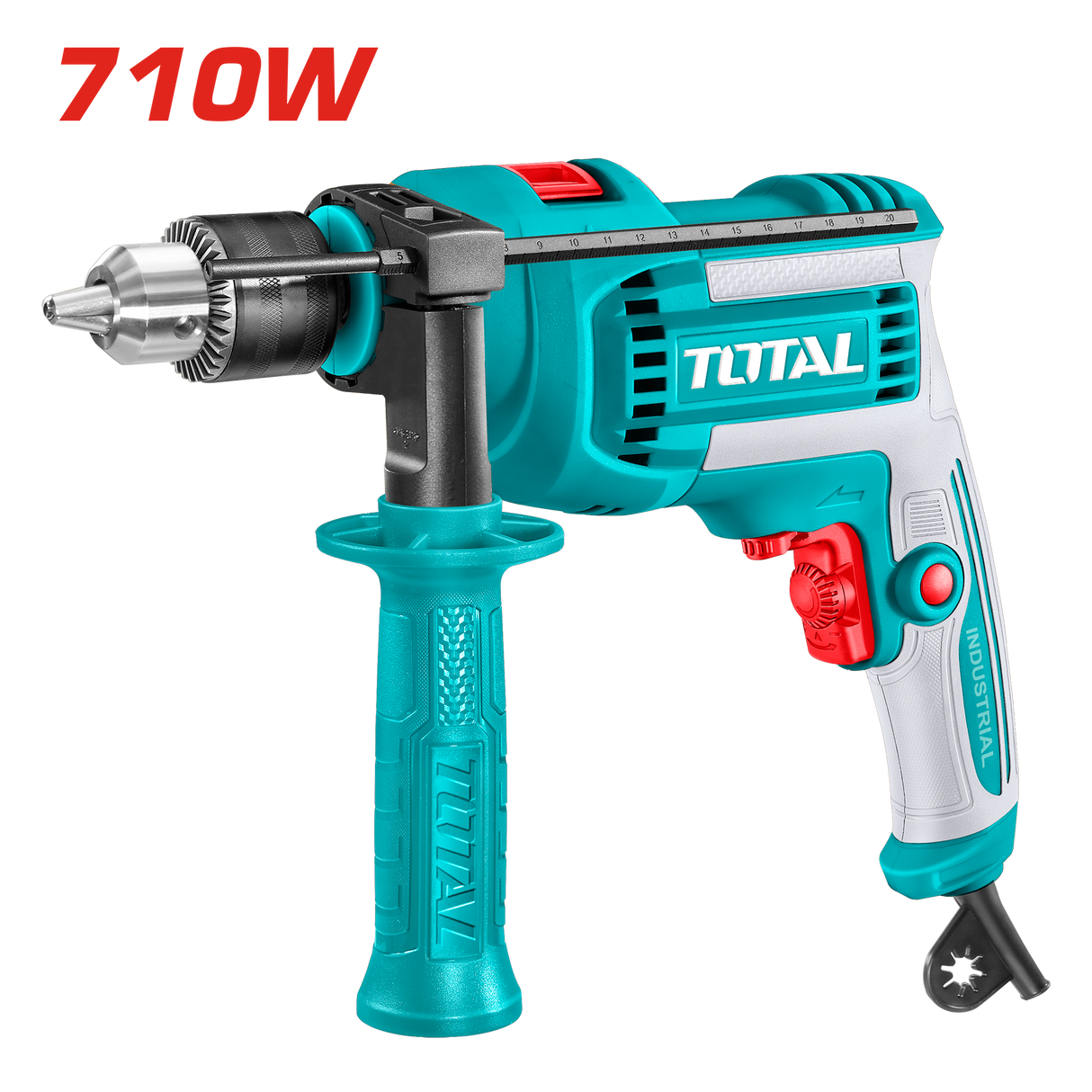 Masina de gaurit cu percutie TOTAL 710W, mandrina 13 mm, 3000 rpm, functie revers, 1, atomico.ro