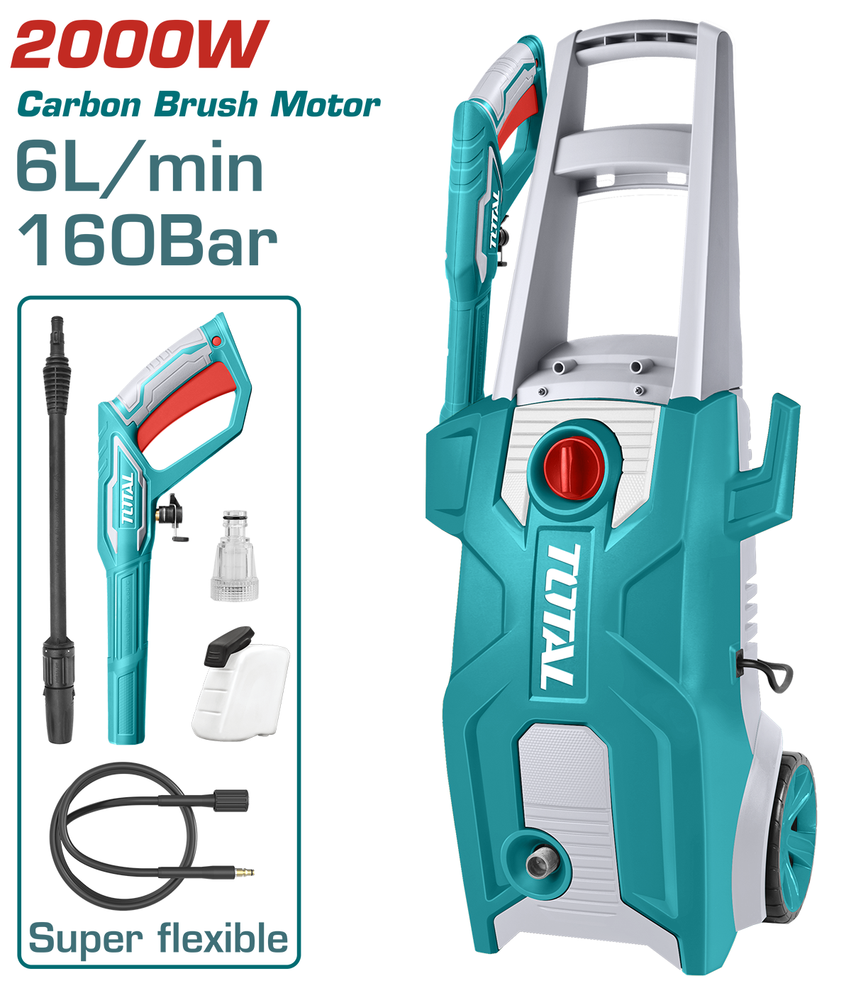 Aparat de spalat TOTAL Industrial cu presiune 160 bar, 2000W, 6L/min, 6, atomico.ro