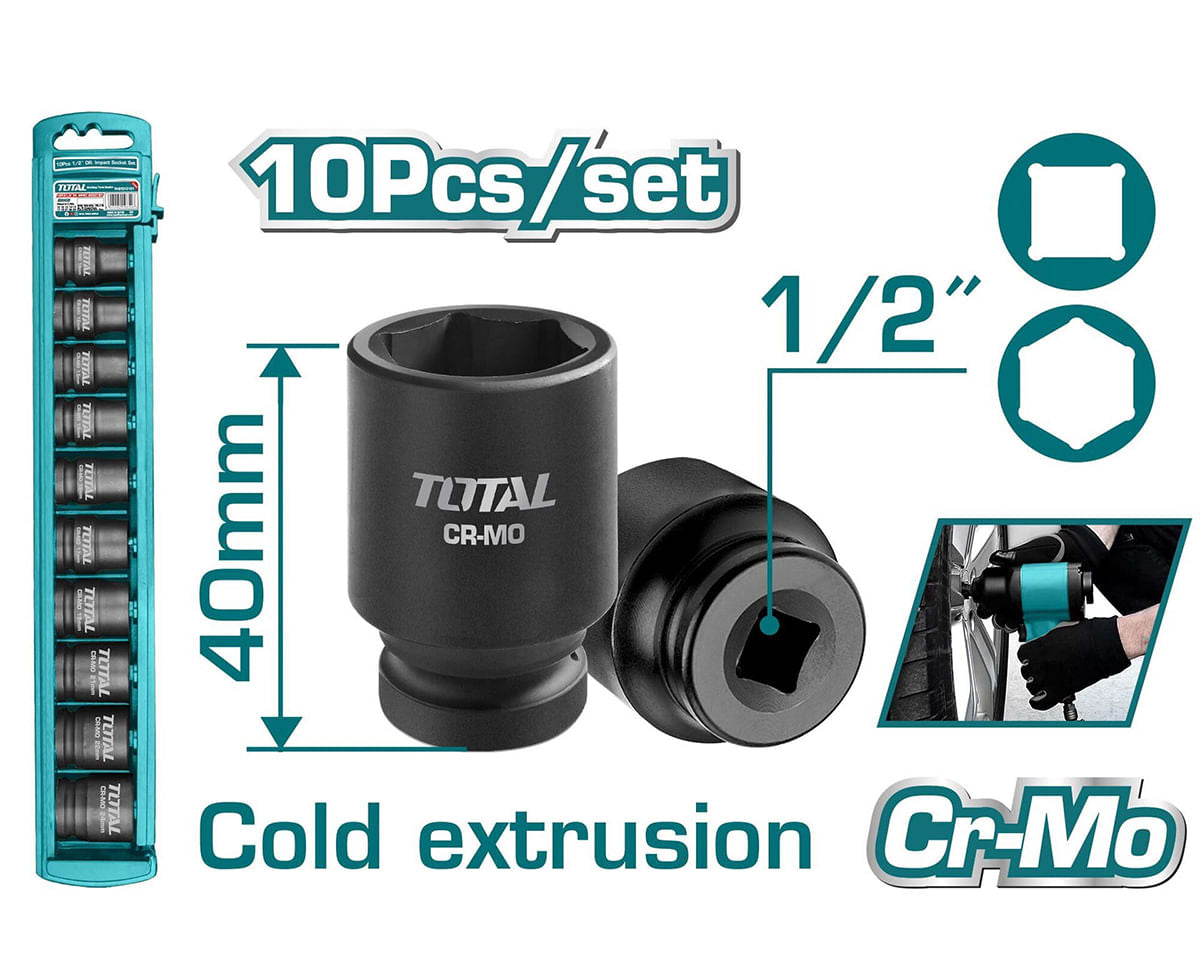 Set chei tubulare de impact Total - 10 buc, 24mm, 1, atomico.ro