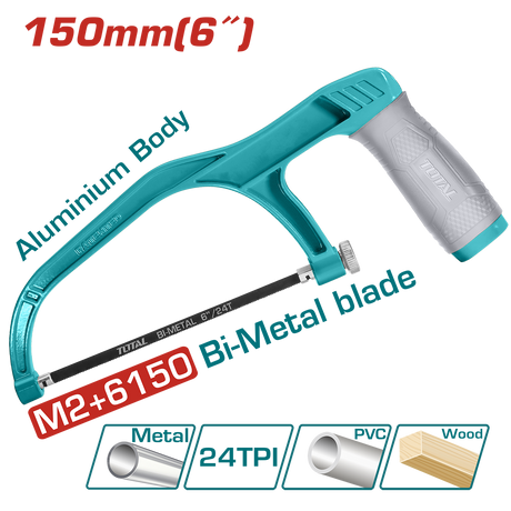 Scule si unelte de mana, Mini fierastrau TOTAL 150 mm (6") – lama bi-metal M2+6150, maner TPR ergonomic, 2, atomico.ro
