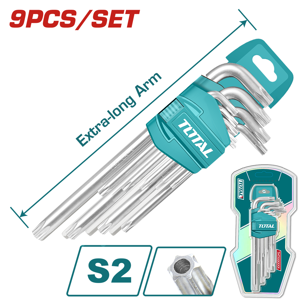 Set 9 chei imbus torx TOTAL Industrial - T10-T50 - Cr-V, 1, atomico.ro