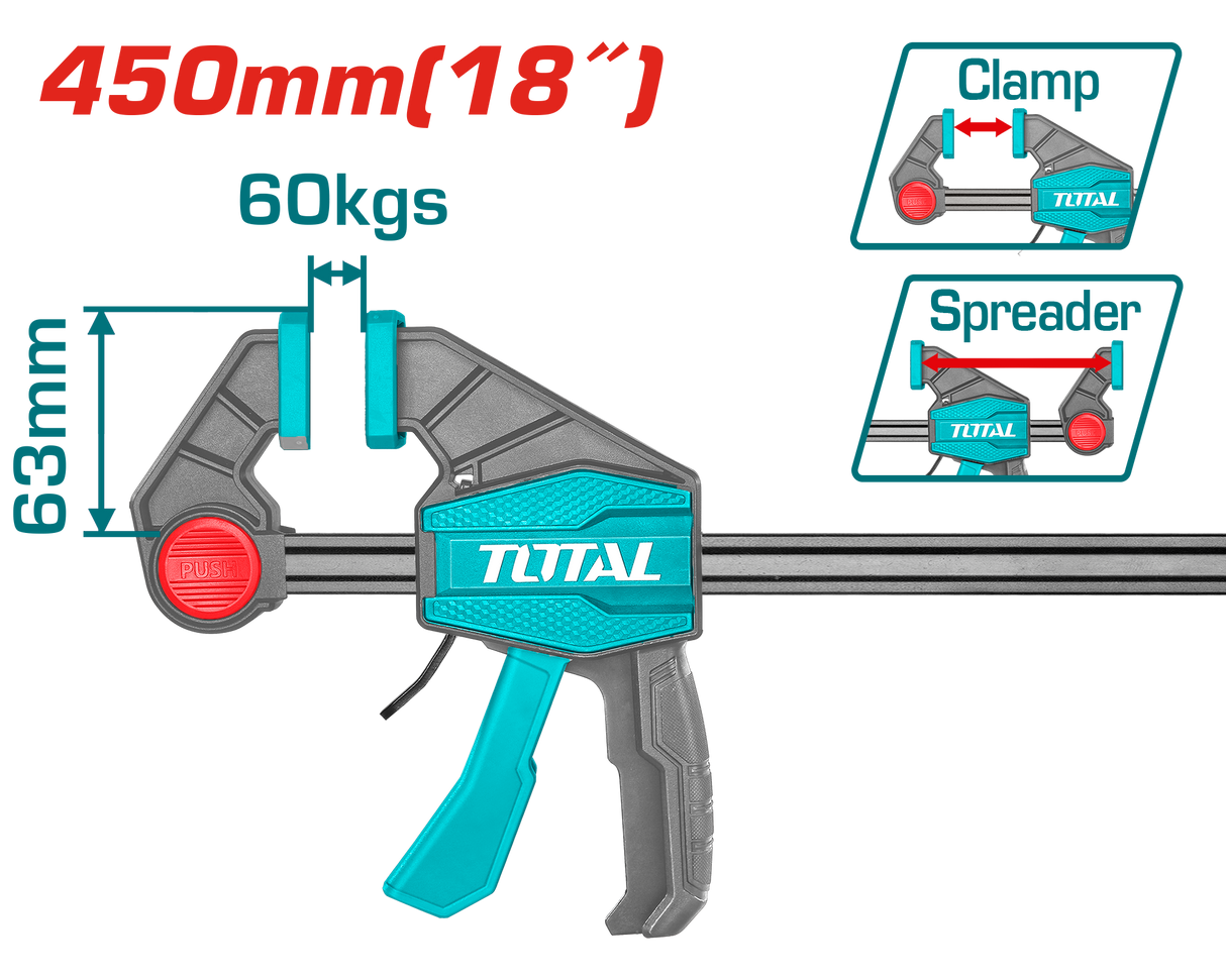 Clema tip F TOTAL 63x450 mm, forta strangere 60 kg, rigla otel, 5, atomico.ro