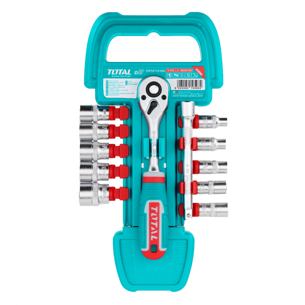 Set tubulare TOTAL 1/4", 12 piese, clichet 72T, extensie 100 mm, Cr-V, 1, atomico.ro