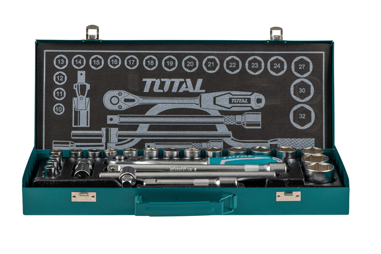 Trusa de chei tubulare TOTAL Industrial- 1/2" cu antrenor - 24 piese, 2, atomico.ro