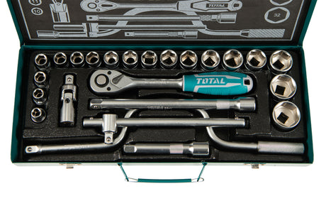 Oferta Zilei, Trusa de chei tubulare TOTAL Industrial- 1/2" cu antrenor - 24 piese, 3, atomico.ro
