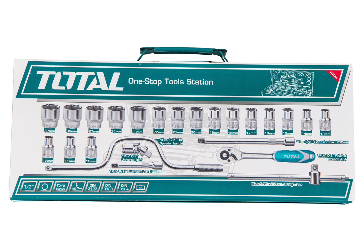 Trusa de chei tubulare TOTAL Industrial- 1/2" cu antrenor - 24 piese, 6, atomico.ro