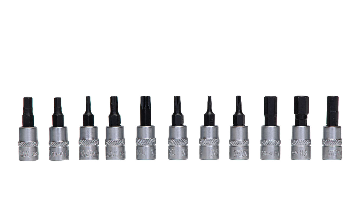 Trusa de chei tubulare TOTAL cu antrenor 1/4, 46 piese CrV, 9, atomico.ro
