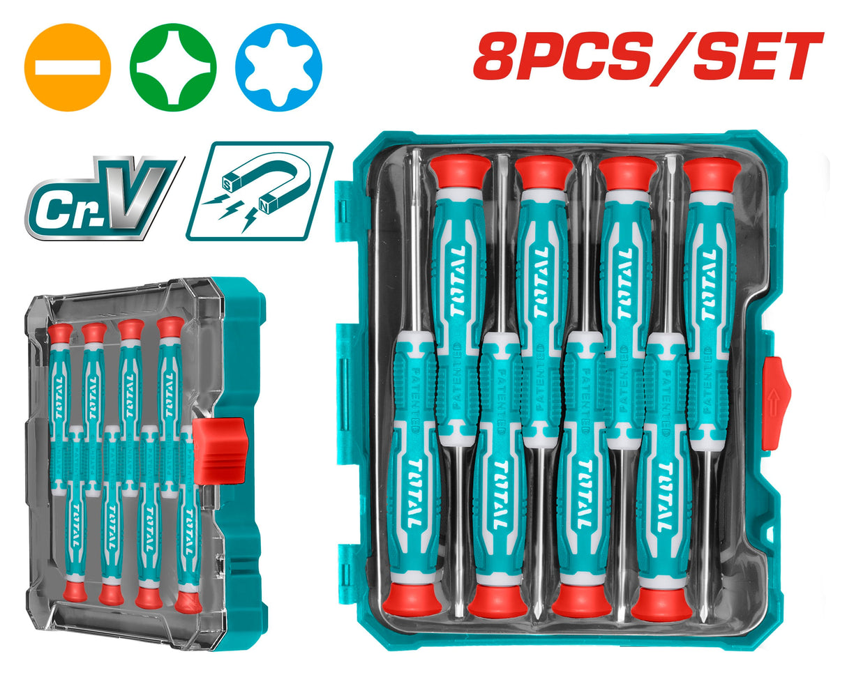 Set 8 surubelnite de precizie TOTAL - CR-V INDUSTRIAL, 2, atomico.ro