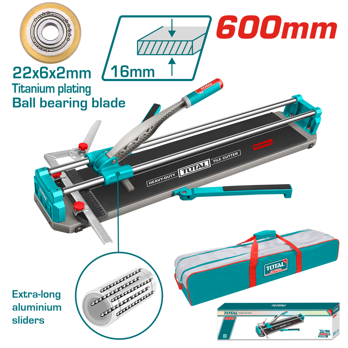 Masina de taiat gresie si faianta TOTAL 600 mm, grosime 16 mm, lama carbura tungsten, ghidaje aluminiu, 2, atomico.ro
