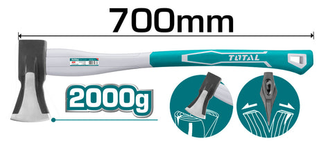 Scule si unelte de mana, Topor pentru despicat TOTAL cu coada din fibra de sticla - 2000g, 1, atomico.ro