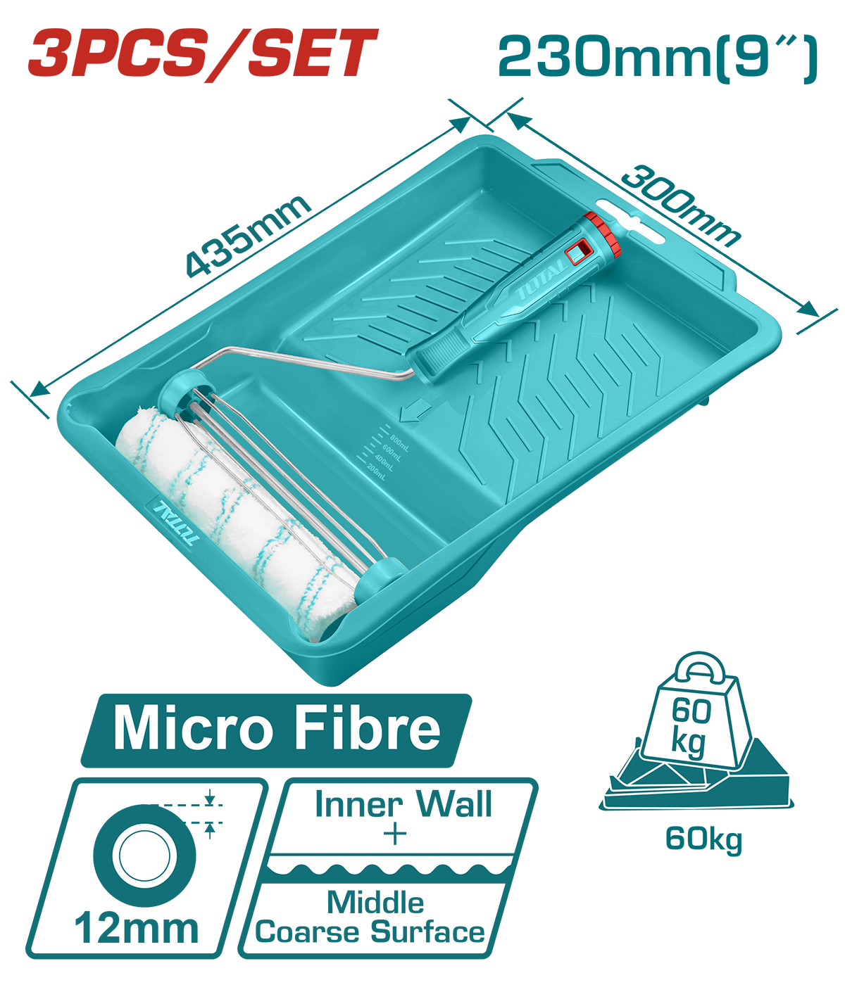 Set trafalet TOTAL – 230 mm, microfibra, cu tava si accesorii, 2, atomico.ro