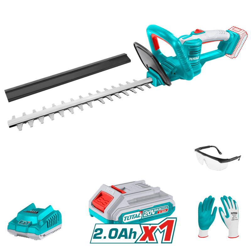 Trimmer pentru tuns gardul viu pe acumulatori TOTAL, 1400 rpm, lungimea lamei 450 mm, LI-ION, 20V (INCLUDE ACUMULATOR SI INCARCATOR), 1, atomico.ro