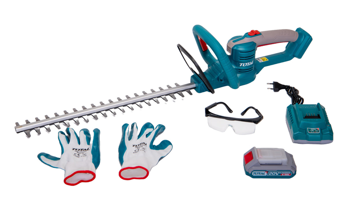 Trimmer pentru tuns gardul viu pe acumulatori TOTAL, 1400 rpm, lungimea lamei 450 mm, LI-ION, 20V (INCLUDE ACUMULATOR SI INCARCATOR), 2, atomico.ro