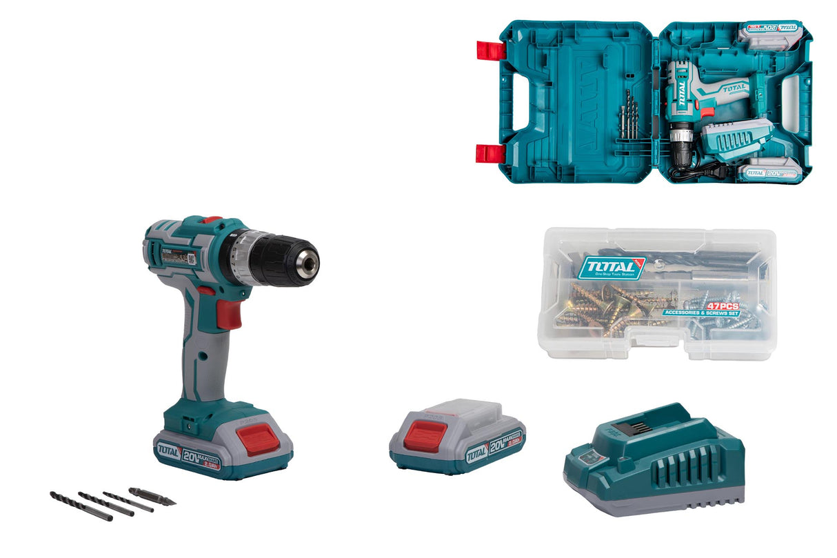 Masina de gaurit cu percutie si acumulator TOTAL - 2 acumulatori, 2Ah, 2, atomico.ro