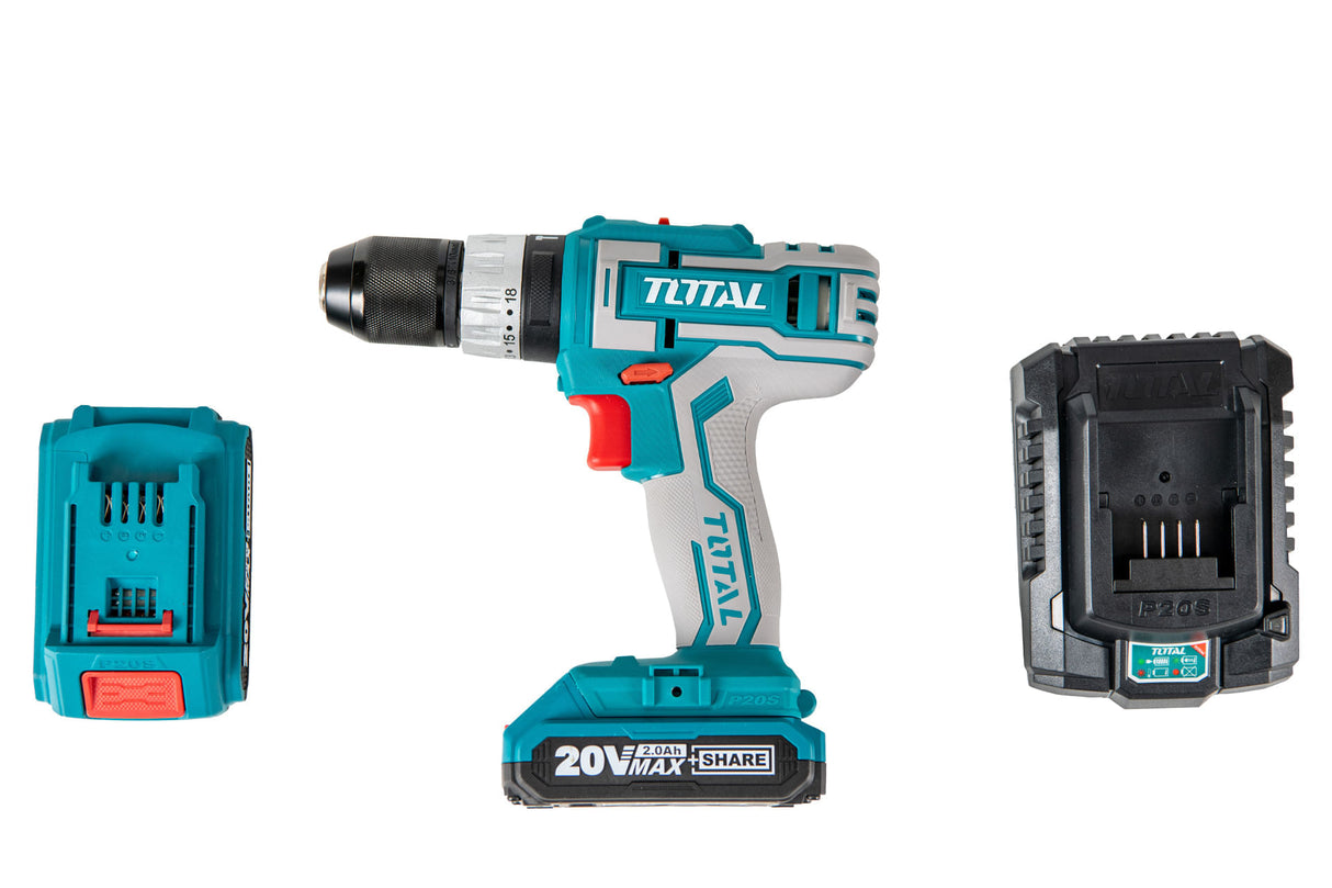 Masina de gaurit cu percutie Total Industrial - 2 acumulatori, 20V, 2Ah + 50 accesorii, 6, atomico.ro