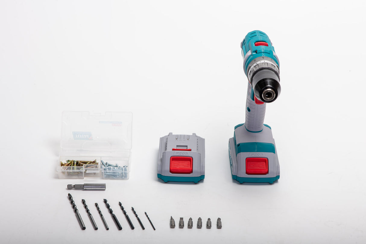 Masina de gaurit cu percutie TOTAL, 20v 2.0Ah, Li-Ion, 1500 rpm, 22500 bpm, 47 accesorii(include 2 acumulatori + 1 incarcator), 4, atomico.ro