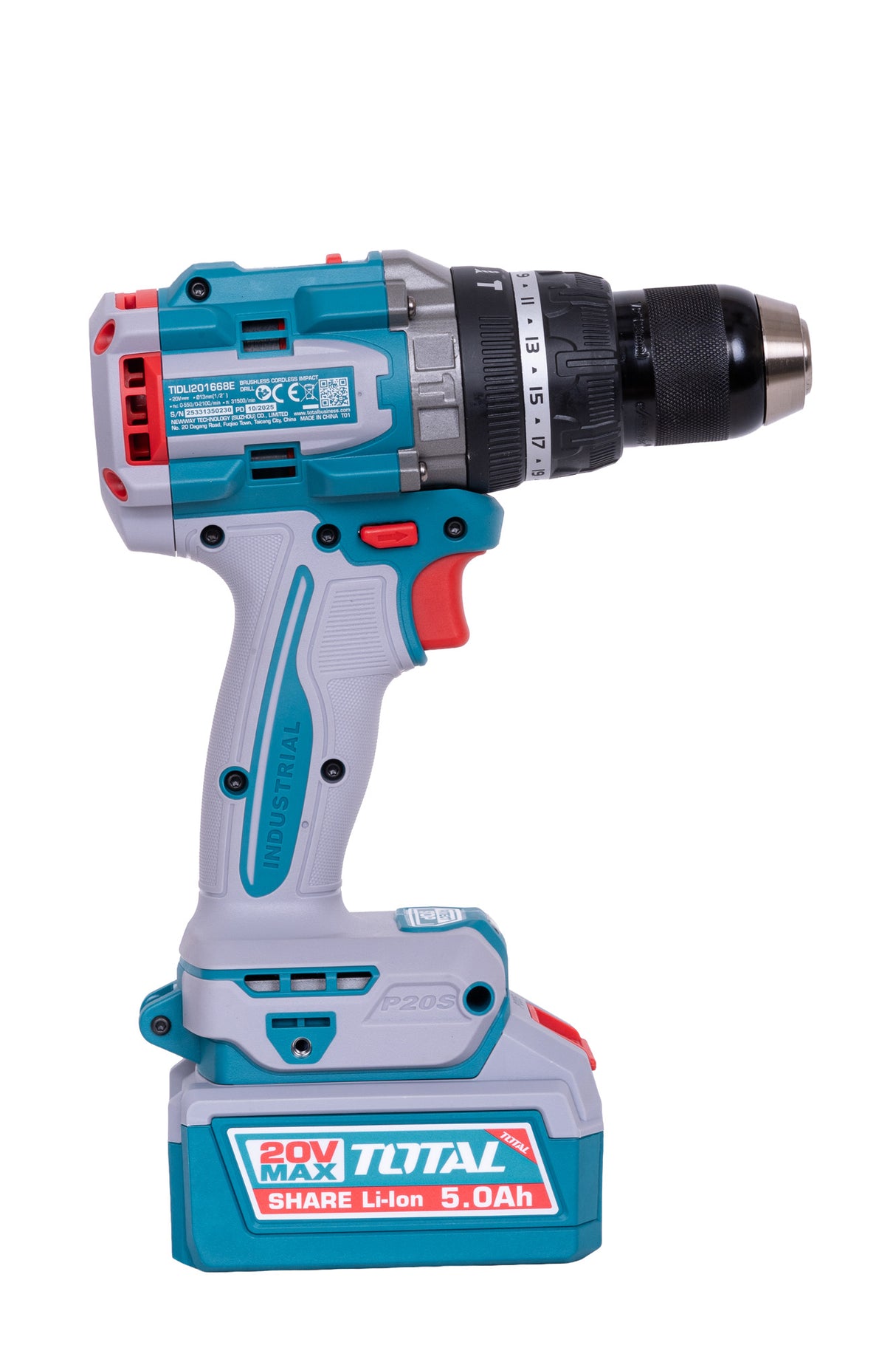 Masina de gaurit cu percutie TOTAL 20 V, 5.0 Ah, 166 Nm (INCLUDE 1 INCARCTOR SI 2 ACUMULATORI), 7, atomico.ro