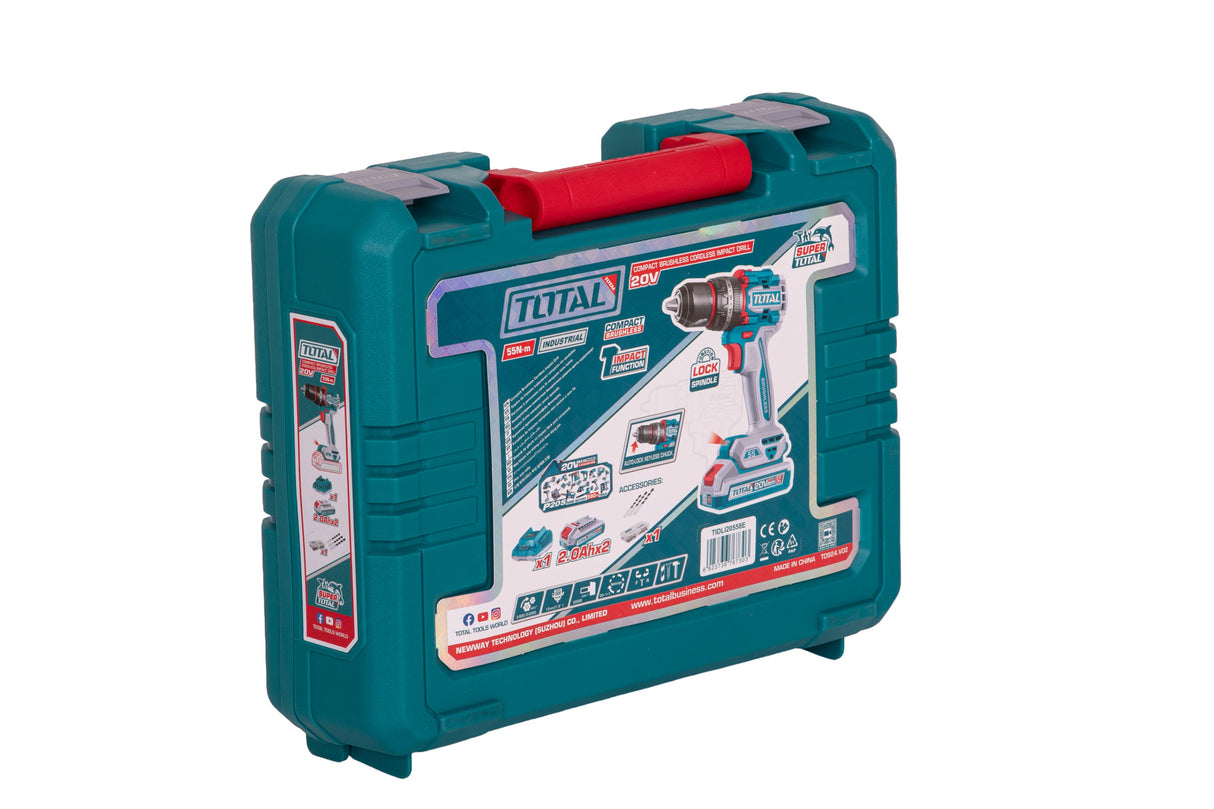 Masina de gaurit cu percutie si acumulator TOTAL 20V – 2.0Ah Li-Ion (2 acumulatori + 1 incarcator), 6, atomico.ro