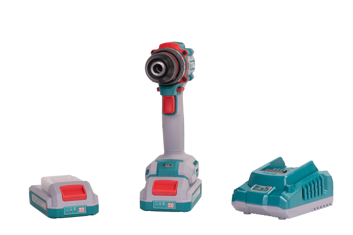 Masina de gaurit cu percutie si acumulator TOTAL 20V – 2.0Ah Li-Ion (2 acumulatori + 1 incarcator), 12, atomico.ro