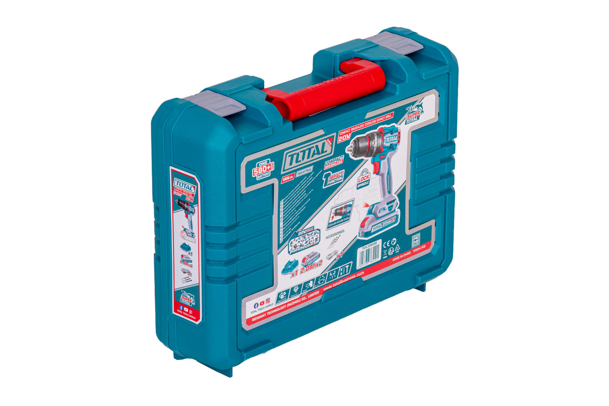 Masina de gaurit cu percutie Total - 20V-2AH -motor fara perii - include doi acumulatori si un incarcator, 2, atomico.ro