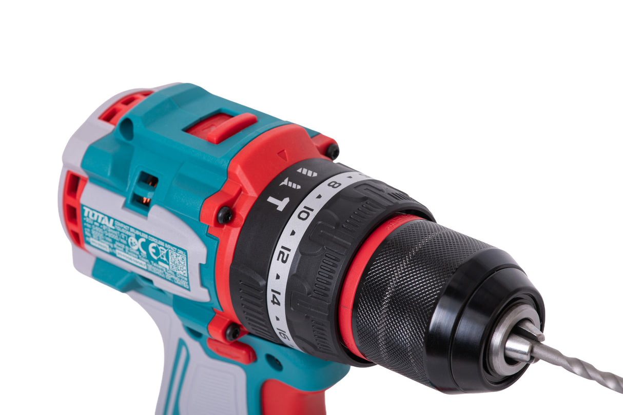 Masina de gaurit cu percutie Total - 20V-2AH -motor fara perii - include doi acumulatori si un incarcator, 4, atomico.ro