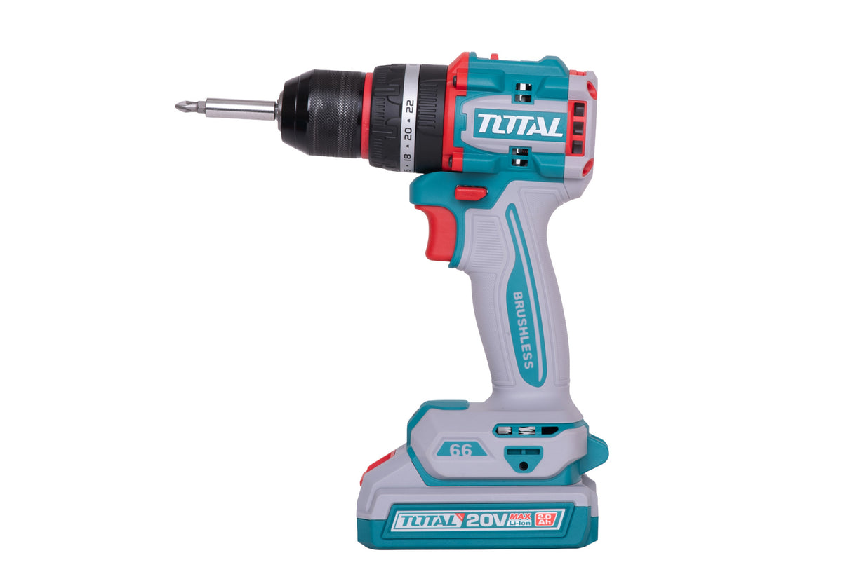 Masina de gaurit cu percutie Total - 20V-2AH -motor fara perii - include doi acumulatori si un incarcator, 6, atomico.ro