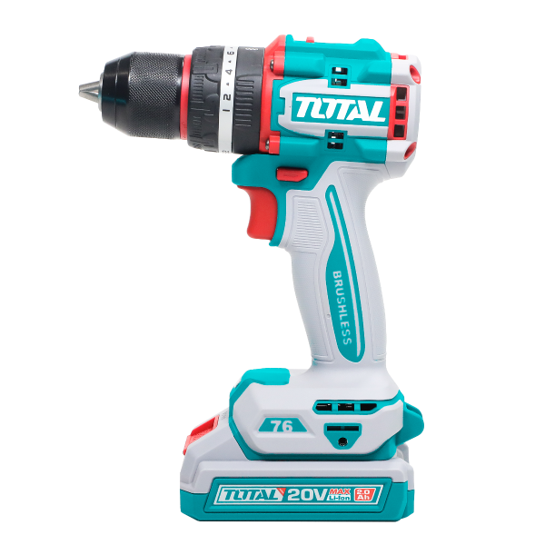 Masina de gaurit cu percutie TOTAL 20V, Brushless, 76 Nm, mandrina metalica 13 mm, 2 acumulatori 4.0Ah, incarcator, 5, atomico.ro