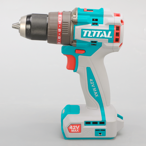 Masina de gaurit cu impact TOTAL 42V, 99 Nm, mandrina metalica 13 mm (INCLUDE 2 ACUMULATORI, 1 INCARCATOR), 10, atomico.ro