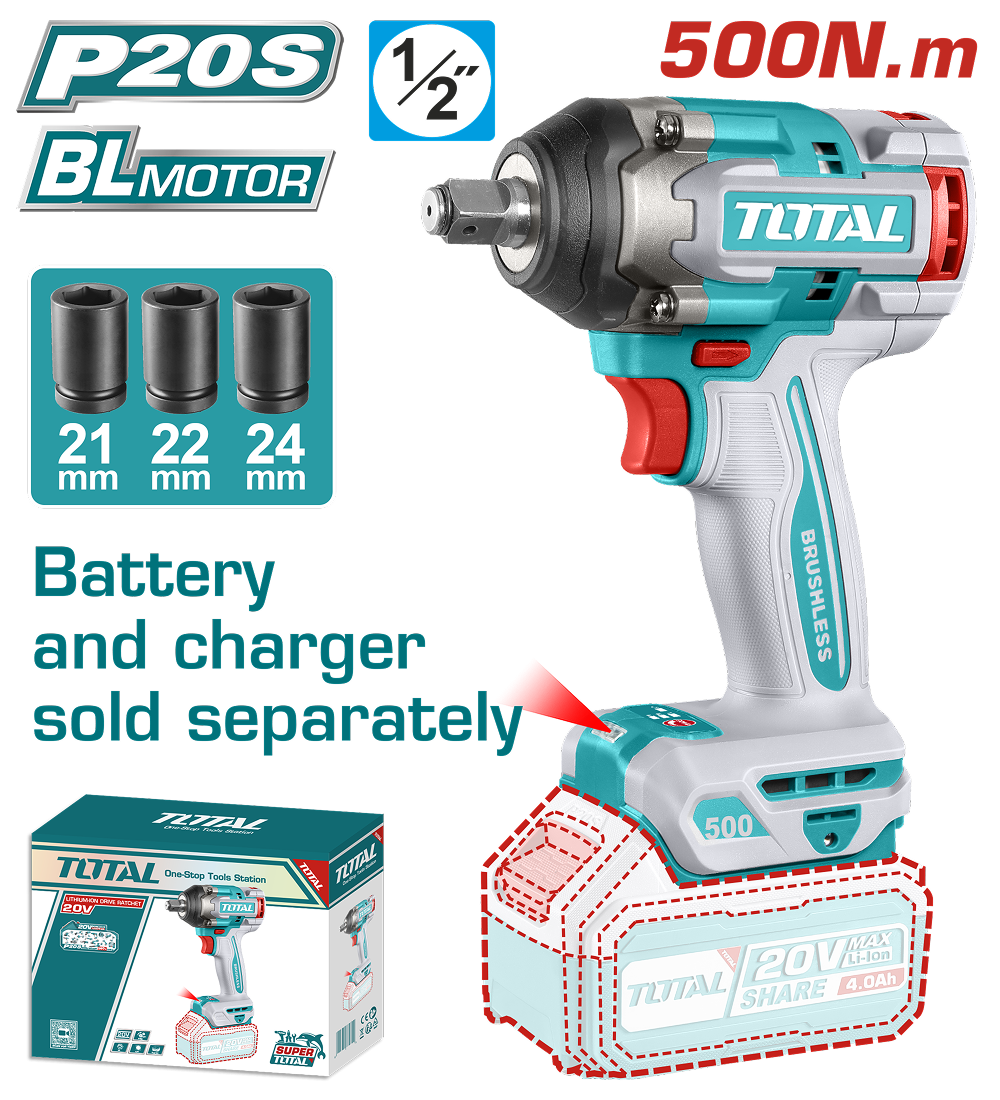 Masina de Insurubat cu Impact 20V, Motor Fara Perii, 1/2'' (NU INCLUDE ACUMULATOR), 1, atomico.ro