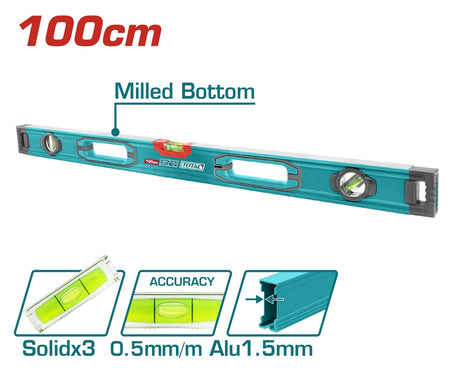 Scule si unelte de mana, Nivela cu bula TOTAL Industrial 100 cm, precizie 0.5 mm, atomico.ro